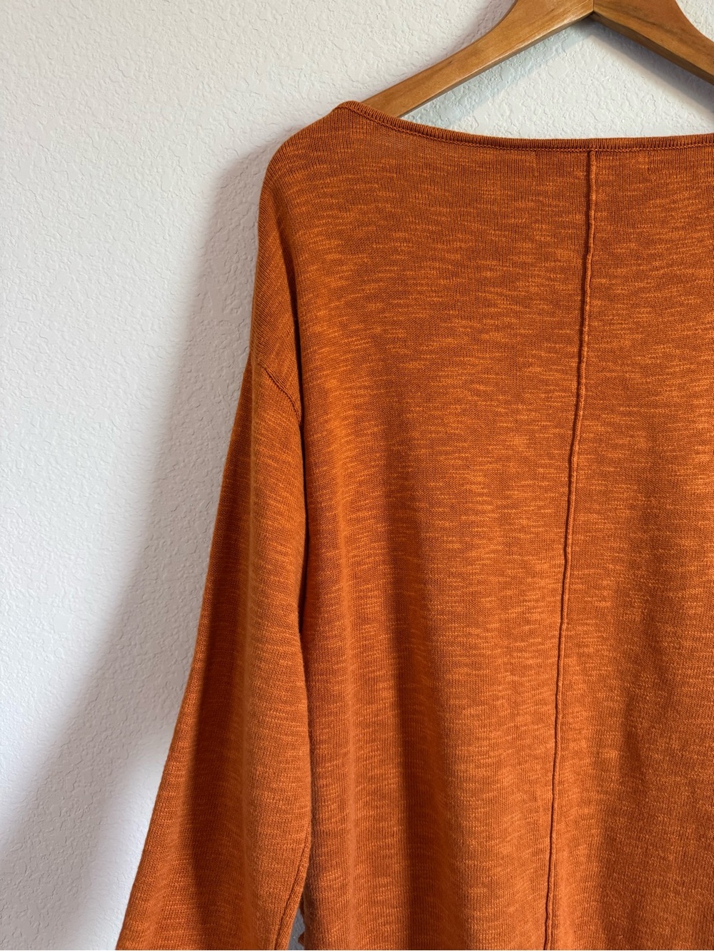 Free People Beach Rust Orange V Neck Cotton Linen Blend Side Slit Sweater Sz XS - Picture 9 of 9